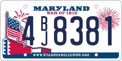 MD license plate 4BJ8381