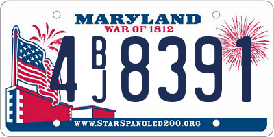 MD license plate 4BJ8391