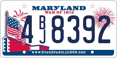 MD license plate 4BJ8392