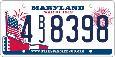 MD license plate 4BJ8398