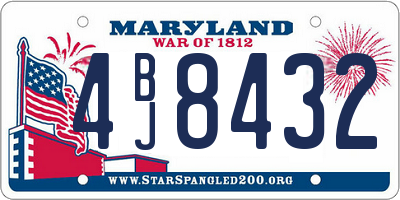 MD license plate 4BJ8432