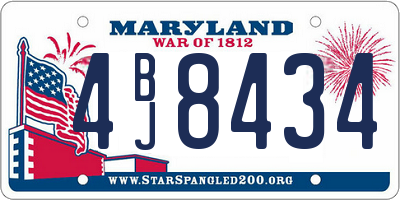 MD license plate 4BJ8434