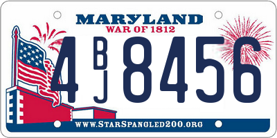 MD license plate 4BJ8456