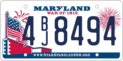 MD license plate 4BJ8494