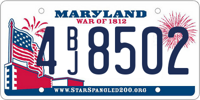 MD license plate 4BJ8502