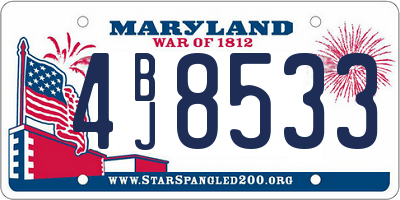 MD license plate 4BJ8533