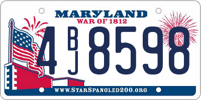 MD license plate 4BJ8598