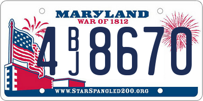 MD license plate 4BJ8670