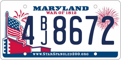 MD license plate 4BJ8672