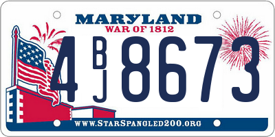 MD license plate 4BJ8673