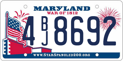 MD license plate 4BJ8692