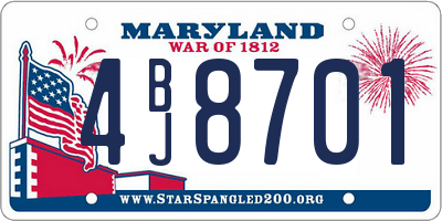 MD license plate 4BJ8701
