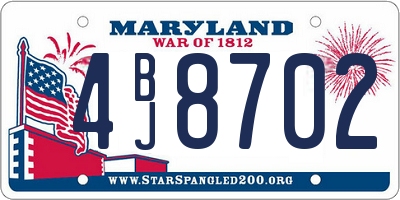 MD license plate 4BJ8702