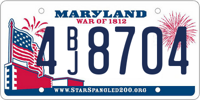 MD license plate 4BJ8704
