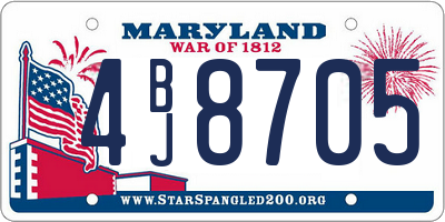 MD license plate 4BJ8705