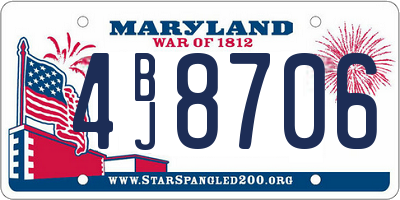 MD license plate 4BJ8706
