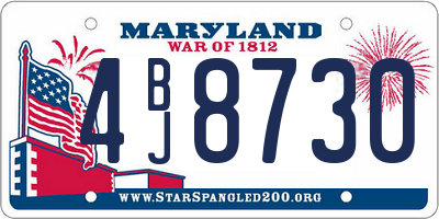 MD license plate 4BJ8730