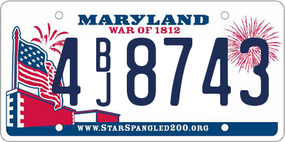 MD license plate 4BJ8743