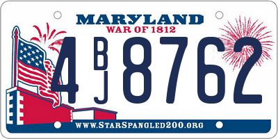MD license plate 4BJ8762