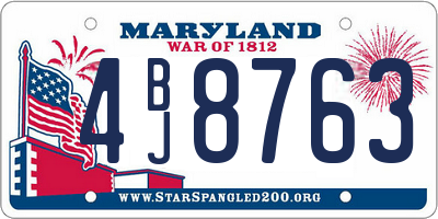 MD license plate 4BJ8763