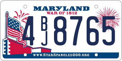 MD license plate 4BJ8765