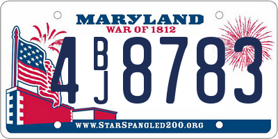 MD license plate 4BJ8783