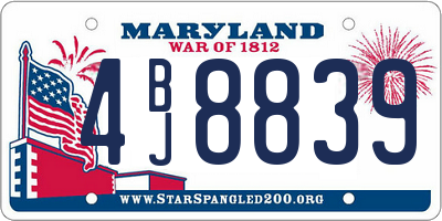 MD license plate 4BJ8839