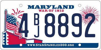 MD license plate 4BJ8892