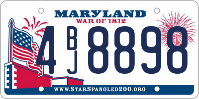 MD license plate 4BJ8898