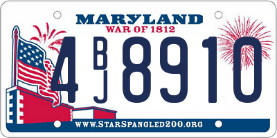 MD license plate 4BJ8910