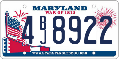 MD license plate 4BJ8922