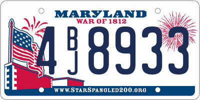 MD license plate 4BJ8933
