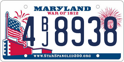 MD license plate 4BJ8938