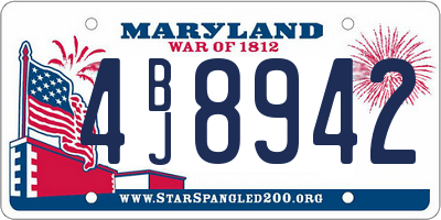 MD license plate 4BJ8942
