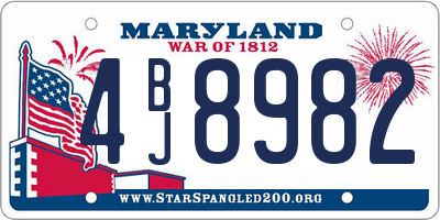 MD license plate 4BJ8982
