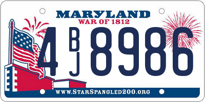 MD license plate 4BJ8986