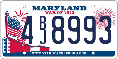 MD license plate 4BJ8993