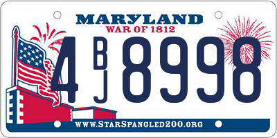 MD license plate 4BJ8998