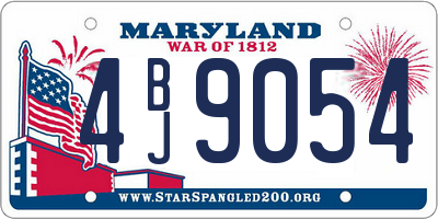 MD license plate 4BJ9054