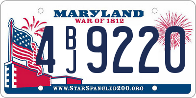 MD license plate 4BJ9220