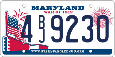 MD license plate 4BJ9230