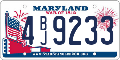 MD license plate 4BJ9233