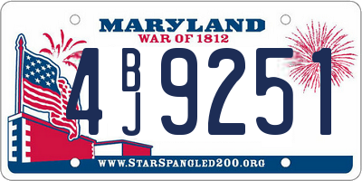 MD license plate 4BJ9251