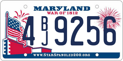 MD license plate 4BJ9256