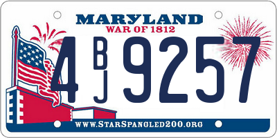 MD license plate 4BJ9257