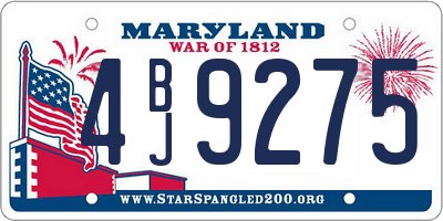 MD license plate 4BJ9275