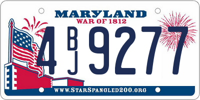 MD license plate 4BJ9277