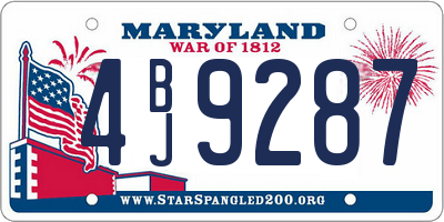 MD license plate 4BJ9287