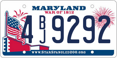 MD license plate 4BJ9292