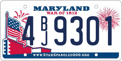 MD license plate 4BJ9301